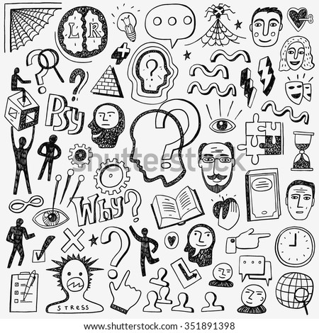 Thinking , psychology - doodles set
