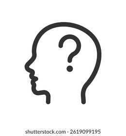 Thinking and question mark icon. concept representing thought, questions, confusion, or problem-solving. Perfect for use in educational or business contexts