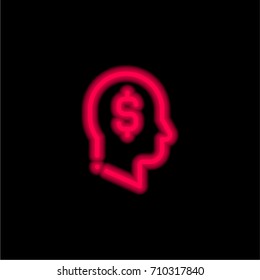 Thinking red glowing neon ui ux icon. Glowing sign logo vector