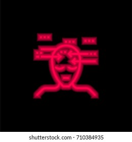 Thinking red glowing neon ui ux icon. Glowing sign logo vector