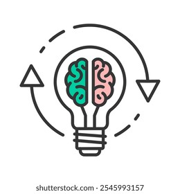 Refrescar el icono del cerebro. Refrescar la mente, el trabajo cerebral Actualizar, recargar la Ilustración vectorial delgada cerebral.