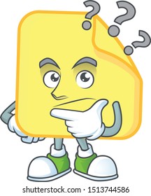 Thinking rounded sticker paper cartoon character style.