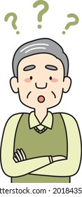 Thinking senior man with question mark