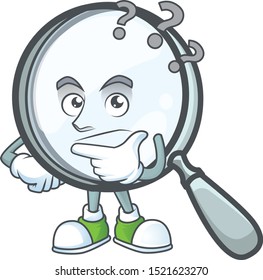 Thinking silver magnifying glass for research tool.