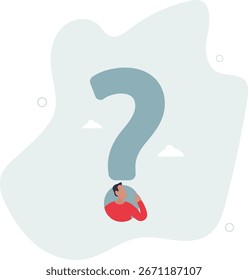 Pensando en la ilustración del hombre escéptico. Perplejidad, dudas, incertidumbre, opciones difíciles, resolución de problemas. vida y empleo de las personas.