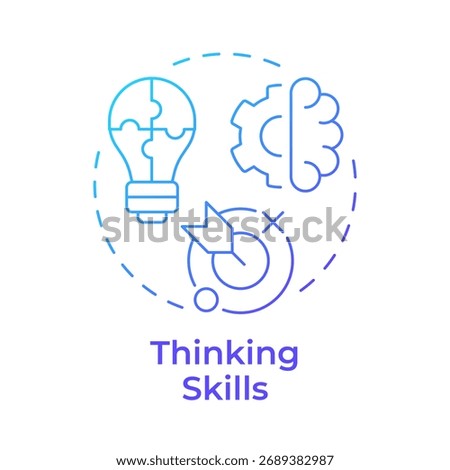Thinking skills blue gradient concept icon. Mental ability to analyze and create ideas. Life competencies. Round shape line illustration. Abstract idea. Graphic design. Easy to use in article