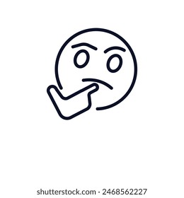 thinking smile icon. Thin line thinking smile icon from people collection. Outline vector isolated on white background. Editable thinking smile symbol can be used web and mobile