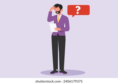 Thinking or solving problem concept. Colored flat vector illustration isolated.