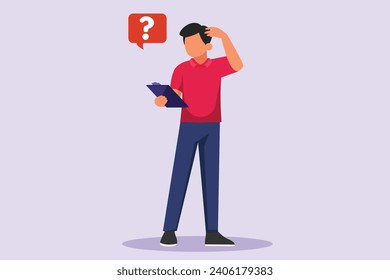 Thinking or solving problem concept. Colored flat vector illustration isolated.