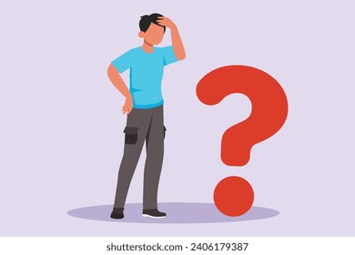 Thinking or solving problem concept. Colored flat vector illustration isolated.