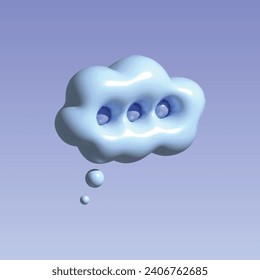 Thinking or solving problem concept. Realistic 3d object cartoon style. Vector colorful illustration.