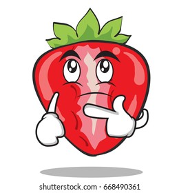 Thinking strawberry character cartoon style vector illustration