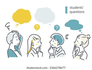 thinking students, simple and friendly illustration