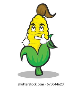 Thinking sweet corn character cartoon