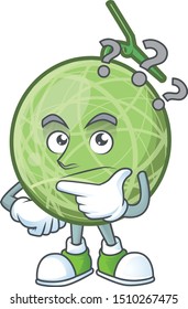Thinking sweet melon fruit character mascot shape.