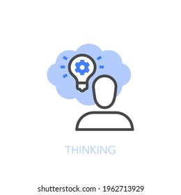 Thinking symbol with a person and a thinking bubble. Easy to use for your website or presentation.