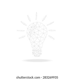 Thinking symbol with polygons design with light bulb. black linear theme.
