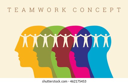 Thinking teamwork concept, vector design