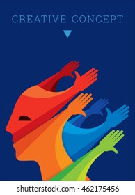 Thinking teamwork concept, vector design