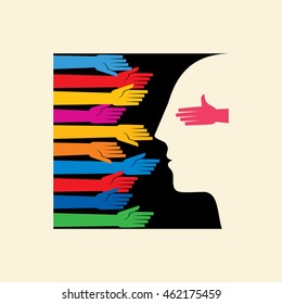 Thinking teamwork concept, vector design