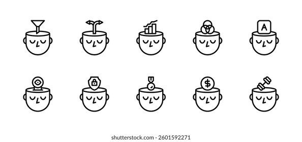 thinking thought intelligent icons. outline minimal style icon set