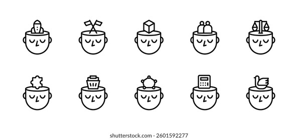 thinking thought intelligent icons. outline minimal style icon set