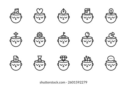 thinking thought intelligent icons. outline minimal style icon set