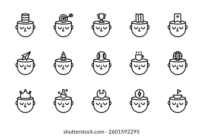 thinking thought intelligent icons. outline minimal style icon set