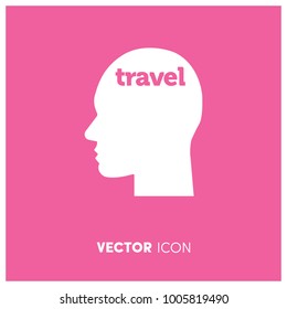 Thinking Travel Head Vector Icon Illustration