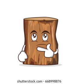 Thinking tree trunk character cartoon vector illustration