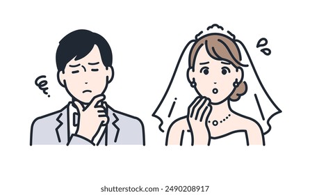 Thinking Troubled Troubled Bride Bridegroom Groom Icon