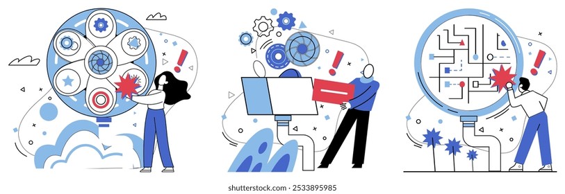 Thinking vector illustration. Reflective intelligence is lighthouse, guiding ship through dark waters information and analysis Imagination is phoenix, rising from ashes thoughtful pondering