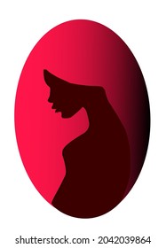 Thinking Woman Looking At The Floor .  Logo Design. Woman With Headless Face Made In Side Profile