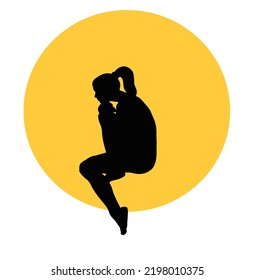 Denkende Frau Vektordesign einzeln auf gelbem und weißem Hintergrund.