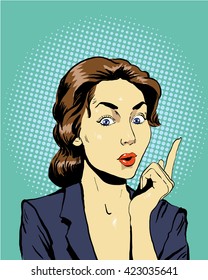 Thinking woman. Vector illustration in retro pop art comic style.