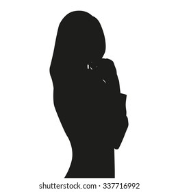 Thinking woman. Vector silhouette
