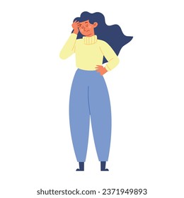 thinking woman worried vector isolated
