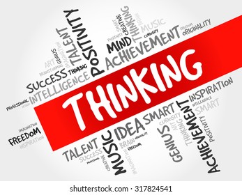 Thinking word cloud, business concept