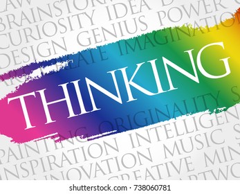 Thinking word cloud collage, business concept background