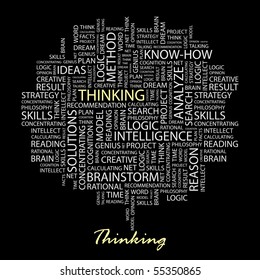 Thinking Word Collage On Black Background Stock Vector (Royalty Free ...