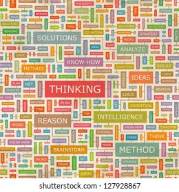 THINKING. Word collage. Vector illustration.
