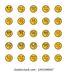 thinking and worry emoticon icons yellow face