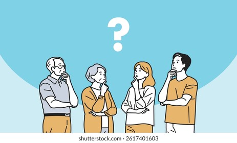 Thinking and Worrying People – Generational Variations. People from young adults to seniors in thoughtful poses. Perfect for content on decision-making, psychology, lifestyle, and family issues.