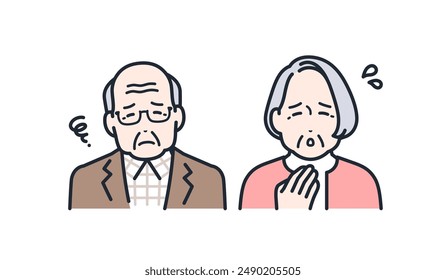 Thinking worrying in trouble elderly icon