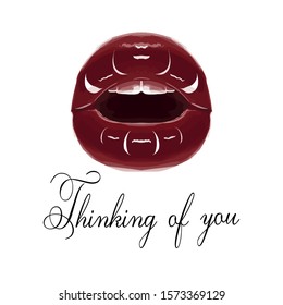 Thinking of you - card. eps10 vector illustration. hand drawing