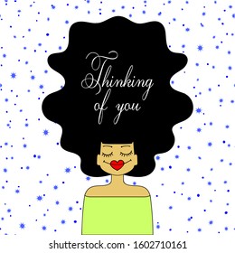 Thinking of you - card. eps10 vector stock illustration. 