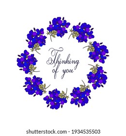 Denken Sie an Sie - Karte. Rahmen mit hellen Blumen. Stockillustration für Vektoreps10.
