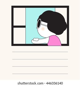 Thinking Of You Card Paper Note Character illustration