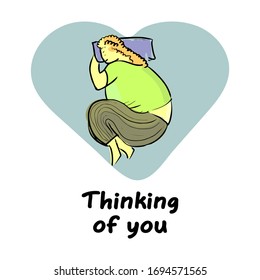 Thinking of you - card. vector illustration eps10 