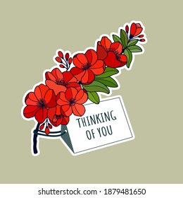 Pensando en ti - tarjeta. Ilustración de material vectorial eps10.